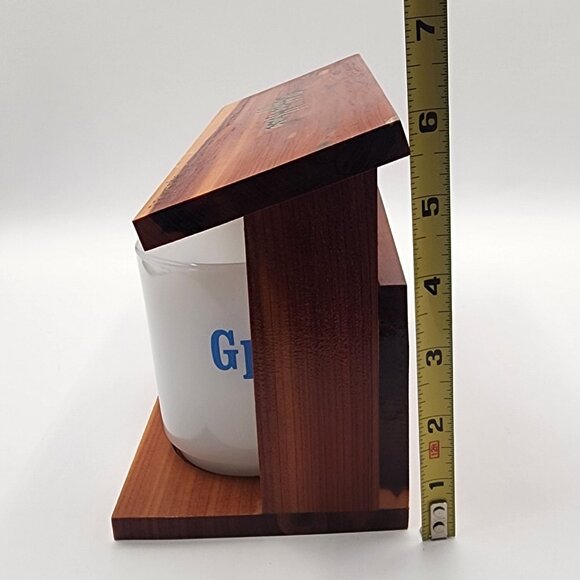 Vtg Myrtle Beach SC Souvenir Wooden Coffee House Glasbake Milk Glass Mugs Shelf - Picture 4 of 11